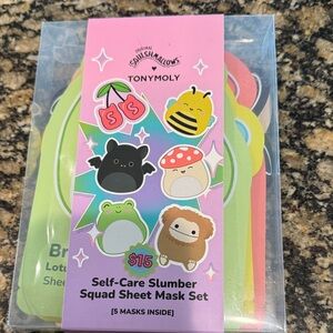 Squishmallows Self-Care Slumber Squad Mask Set - Pink, Green, Yellow